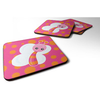 "Caroline's Treasures Butterfly On Polkadots Foam Coaster Set of 4, 3.5, Multicolor"