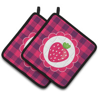 "Caroline's Treasures BB7105PTHD Stawberry Pair of Pot Holders, 7.5 x 7.5"", Multicolor"