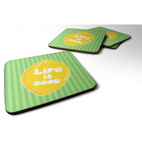 "Caroline's Treasures Lemon Life Is Good Foam Coaster Set of 4, 3.5, Multicolor"
