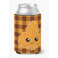 "Caroline's Treasures Fall Leaf On Gingham Can or Bottle Hugger, Can Hugger, Multicolor"