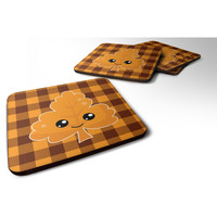 "Caroline's Treasures Fall Leaf On Gingham Foam Coaster Set of 4, 3.5, Multicolor"