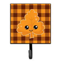 "Caroline's Treasures Fall Leaf on Gingham Wall Hook, Small, Multicolor"