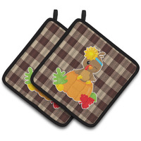 "Caroline's Treasures Thanksgiving Baby Turkey Pair of Pot Holders, 7.5 x 7.5, Multicolor"