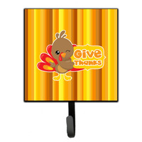 "Caroline's Treasures Thanksgiving Turkey Give Thanks Wall Hook, Small, Multicolor"
