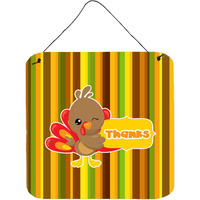 "Caroline's Treasures Thanksgiving Turkey Thanks Metal Print, 6"" x 6"", Multicolor"