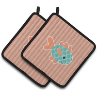 "Caroline's Treasures BB7118PTHD Fish Pair of Pot Holders, 7.5 x 7.5"", Multicolor"