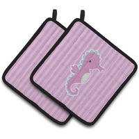 "Caroline's Treasures BB7119PTHD Seahorse Pair of Pot Holders, 7.5 x 7.5"", Multicolor"
