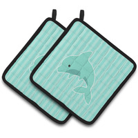 "Caroline's Treasures BB7120PTHD Dolphin Pair of Pot Holders, 7.5 x 7.5"", Multicolor"