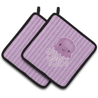 "Caroline's Treasures BB7122PTHD Jellyfish Pair of Pot Holders, 7.5 x 7.5"", Multicolor"