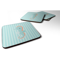 "Caroline's Treasures BB7124FC Seahorse Foam Coaster Set of 4, 3.5"", Multicolor"