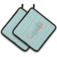 "Caroline's Treasures BB7124PTHD Seahorse Pair of Pot Holders, 7.5 x 7.5"", Multicolor"