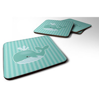 "Caroline's Treasures Whale Foam Coaster Set of 4, 3.5, Multicolor"