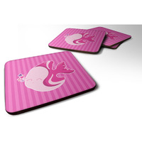 "Caroline's Treasures Pink Fish Foam Coaster Set of 4, 3.5, Multicolor"