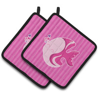 "Caroline's Treasures Pink Fish Pair of Pot Holders, 7.5 x 7.5, Multicolor"