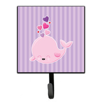"Caroline's Treasures Pink Whale Wall Hook, Small, Multicolor"