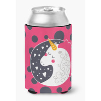 "Caroline's Treasures Unicorn Pink Polkadots Can or Bottle Hugger, Can Hugger, Multicolor"