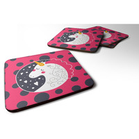 "Caroline's Treasures Unicorn Pink Polkadots Foam Coaster Set of 4, 3.5, Multicolor"