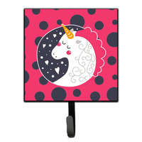 "Caroline's Treasures Unicorn Pink Polkadots Wall Hook, Small, Multicolor"