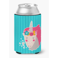 "Caroline's Treasures Unicorn Blue Stripes Can or Bottle Hugger, Can Hugger, Multicolor"