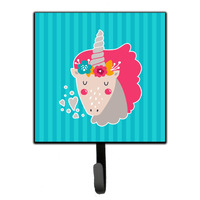"Caroline's Treasures Unicorn Blue Stripes Wall Hook, Small, Multicolor"