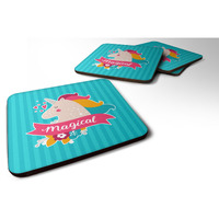 "Caroline's Treasures Unicorn Magical Foam Coaster Set of 4, 3.5, Multicolor"
