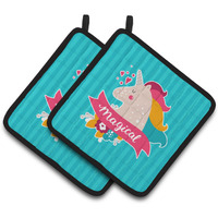 "Caroline's Treasures BB7141PTHD Unicorn Magical Pair of Pot Holders, 7.5 x 7.5"", Multicolor"