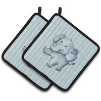 "Caroline's Treasures BB7145PTHD Elephant Pair of Pot Holders, 7.5 x 7.5"", Multicolor"