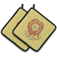 "Caroline's Treasures BB7146PTHD Lion Pair of Pot Holders, 7.5 x 7.5"", Multicolor"