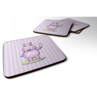 "Caroline's Treasures BB7147FC Hippopotamus Foam Coaster Set of 4, 3.5"", Multicolor"