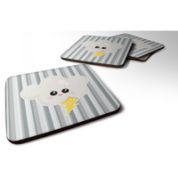 "Caroline's Treasures Weather Thuderstorm Face Foam Coaster Set of 4, 3.5, Multicolor"