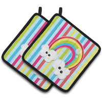 "Caroline's Treasures BB7151PTHD Weather Rainbow Face Pair of Pot Holders, 7.5 x 7.5"", Multicolor"