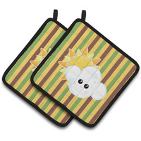 "Caroline's Treasures Weather Partly Cloudy Face Pair of Pot Holders, 7.5 x 7.5, Multicolor"