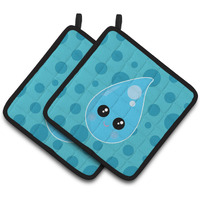 "Caroline's Treasures BB7153PTHD Weather Rain Drop Face Pair of Pot Holders, 7.5 x 7.5"", Multicolor"