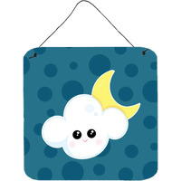 "Caroline's Treasures Weather Cloudy Moon Face Metal Print, 6"" x 6"", Multicolor"