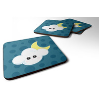 "Caroline's Treasures Weather Cloudy Moon Face Foam Coaster Set of 4, 3.5, Multicolor"