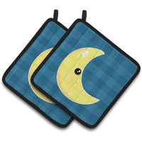 "Caroline's Treasures BB7156PTHD Weather Moon Face Pair of Pot Holders, 7.5 x 7.5"", Multicolor"