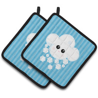 "Caroline's Treasures BB7158PTHD Weather Snowing Face Pair of Pot Holders, 7.5 x 7.5"", Multicolor"