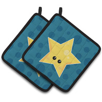 "Caroline's Treasures BB7159PTHD Weather Night Star Face Pair of Pot Holders, 7.5 x 7.5"", Multicolor"
