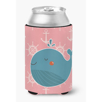 "Caroline's Treasures Whale On Pink Nautical Can or Bottle Hugger, Can Hugger, Multicolor"