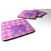 "Caroline's Treasures Purple Elephant Foam Coaster Set of 4, 3.5, Multicolor"