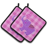 "Caroline's Treasures BB7161PTHD Purple Elephant Pair of Pot Holders, 7.5 x 7.5"", Multicolor"