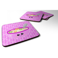 "Caroline's Treasures Pink Bowl of Cereal Foam Coaster Set of 4, 3.5, Multicolor"