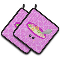 "Caroline's Treasures BB7163PTHD Pink Bowl of Cereal Pair of Pot Holders, 7.5 x 7.5"", Multicolor"
