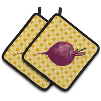 "Caroline's Treasures Beet Root on Basketweave Decorated pot holder, 7.5HX7.5W, Multicolor"
