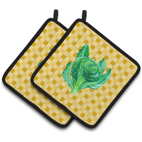 "Caroline's Treasures Broccoli on Basketweave Decorated pot holder, 7.5HX7.5W, Multicolor"
