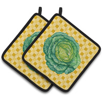 "Caroline's Treasures Cabbage on Basketweave Decorated pot holder, 7.5HX7.5W, Multicolor"