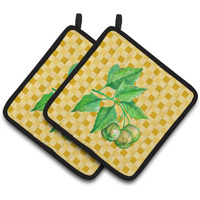 "Caroline's Treasures Candlenut on Basketweave Decorated pot holder, 7.5HX7.5W, Multicolor"