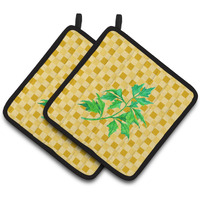 "Caroline's Treasures Celery on Basketweave Decorated pot holder, 7.5HX7.5W, Multicolor"