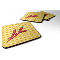 "Caroline's Treasures Chili Peppers on Basketweave Decorative coasters, 3.5, Multicolor"