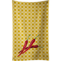 "Caroline's Treasures Chili Peppers on Basketweave Decorated dish towel, 25Hx15W, Multicolor"